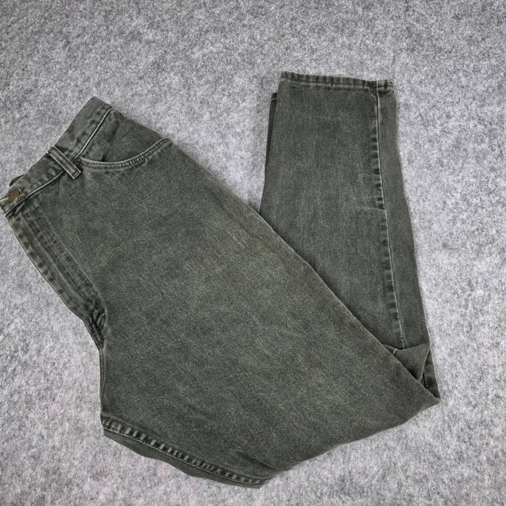 Vintage Wrangler Mom Jeans Olive Green Faded High Rise Tapered 90s USA 14 x 30